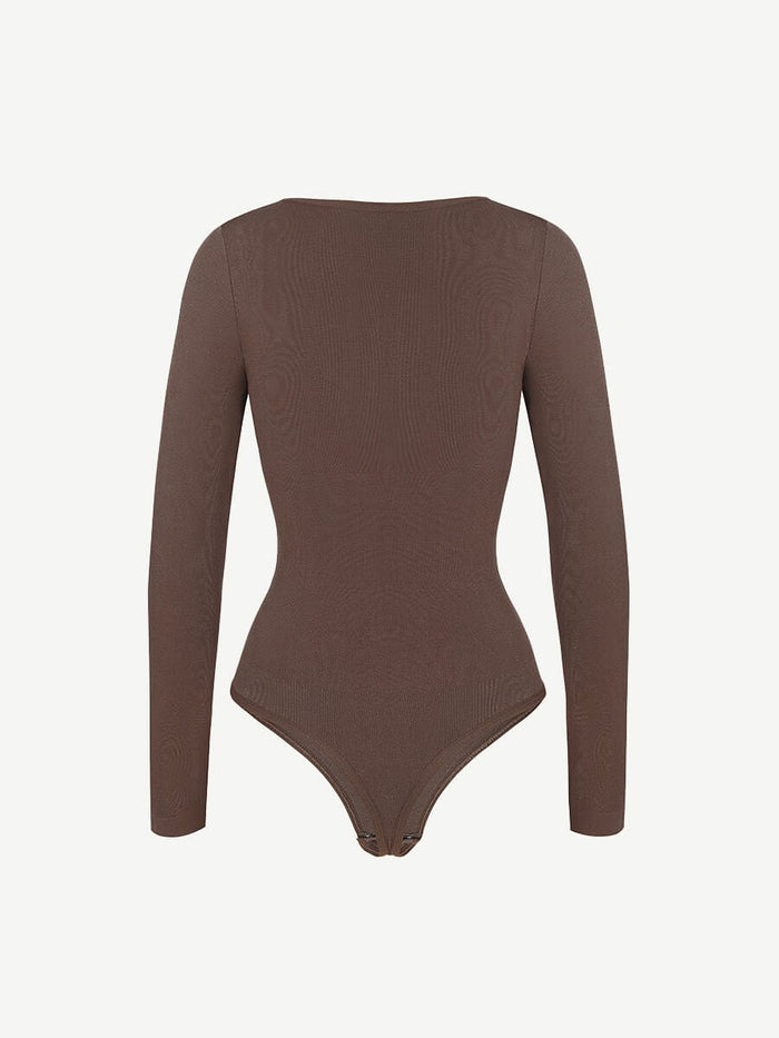 Longsleeve Shaping Bodysuit.  Button Bodysuit. Compression fabric.  Support. Comfort.